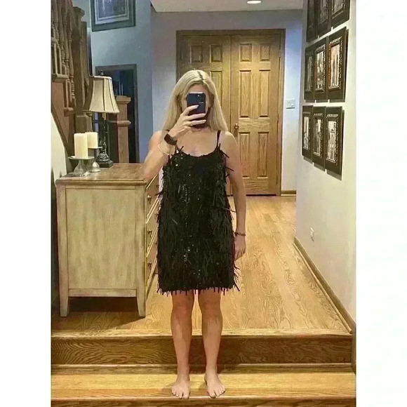 J. Crew Sleeveless Black Sequin Shift Mini Holiday New Year's Dress Size Small - Picture 5 of 10